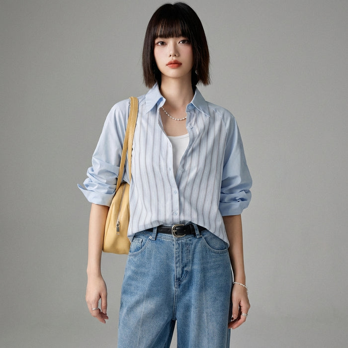 Blazer rayé oversize bleu femme - Mode Coréenne automne - Taille S
