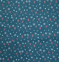 Sunshine After the Rain - 80530-2 - royal blue cotton with tiny white daisies, pink hearts, white pin dots and larger white dots