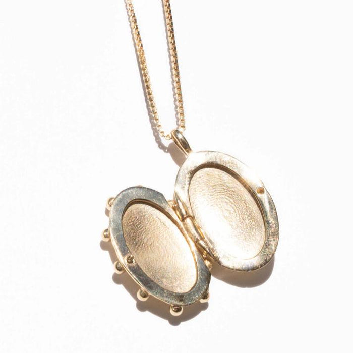 Gold Oval Organic Shaped Modern Locket Necklace Jewelry