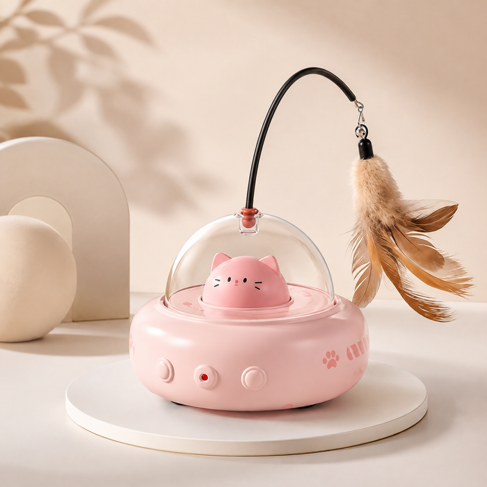 UFO cat toy for supervised indoor enrichment and active play