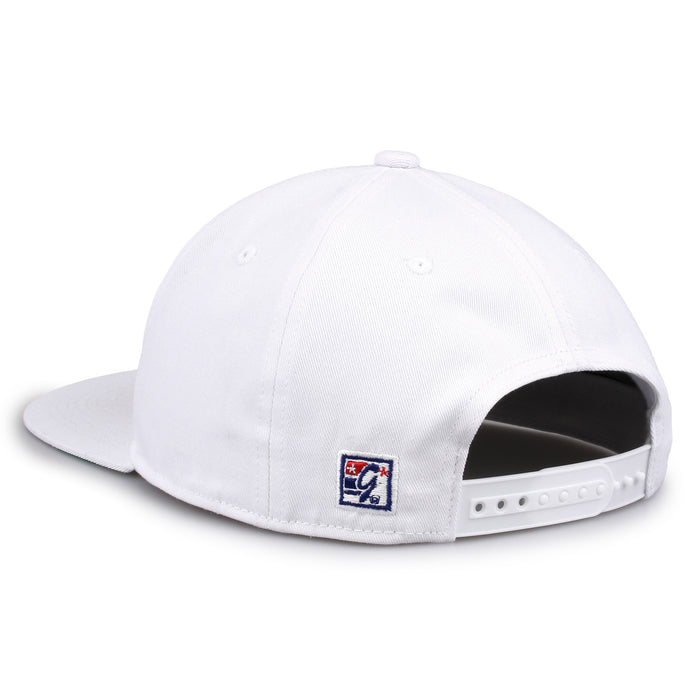 USC Retro Bar snapback hat in white, rear view showing the adjustable snap closure