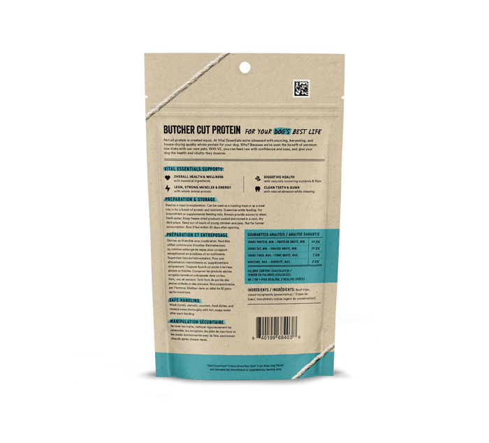 Vital Essentials Freeze Dried Raw Beef Tripe  Bites Dog Treats