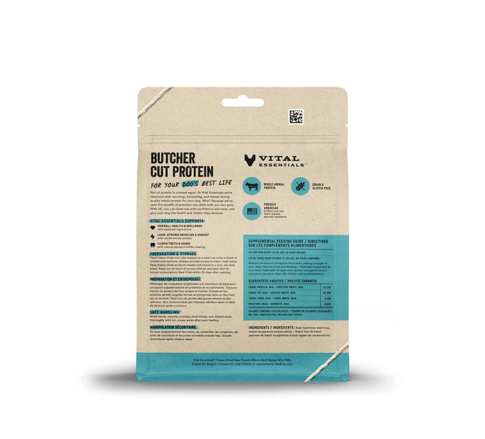 Vital Essentials Freeze Dried Raw Protein Mix-In Beef Recipe Mini Nibs Topper for Dogs