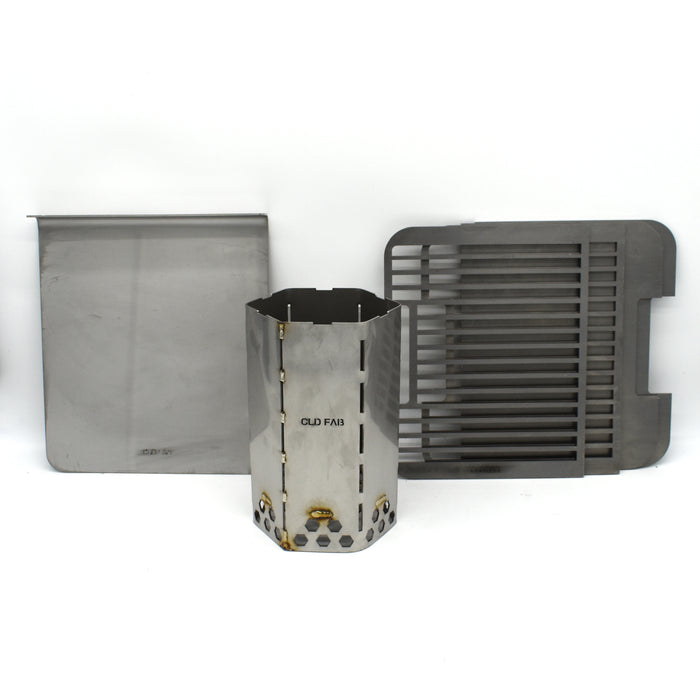 Stainless Steel Mini Charcoal starter with grills and offset plate to suit a Weber Go Anywhere