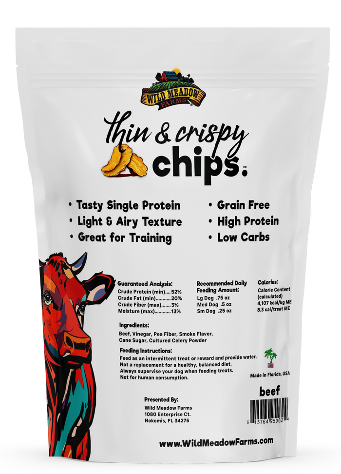 Wild Meadow Farms Thin & Crispy Chips - Beef Dog Treats