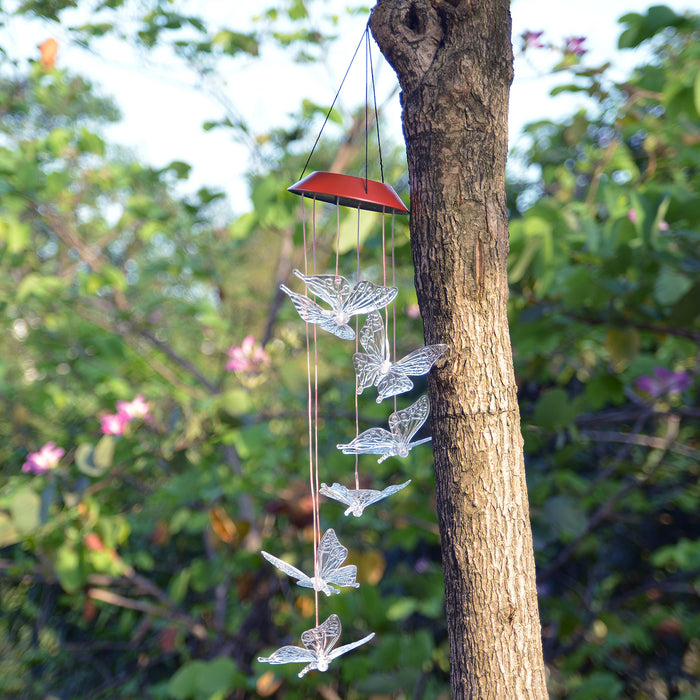 Windlights Solar Powered LED Butterfly Wind Chimes Hanging lamp Garden Home Decoration