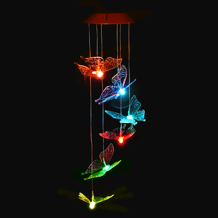 Windlights Solar Powered LED Butterfly Wind Chimes Hanging lamp Garden Home Decoration