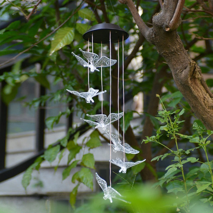 Windlights Solar Powered LED Butterfly Wind Chimes Hanging lamp Garden Home Decoration
