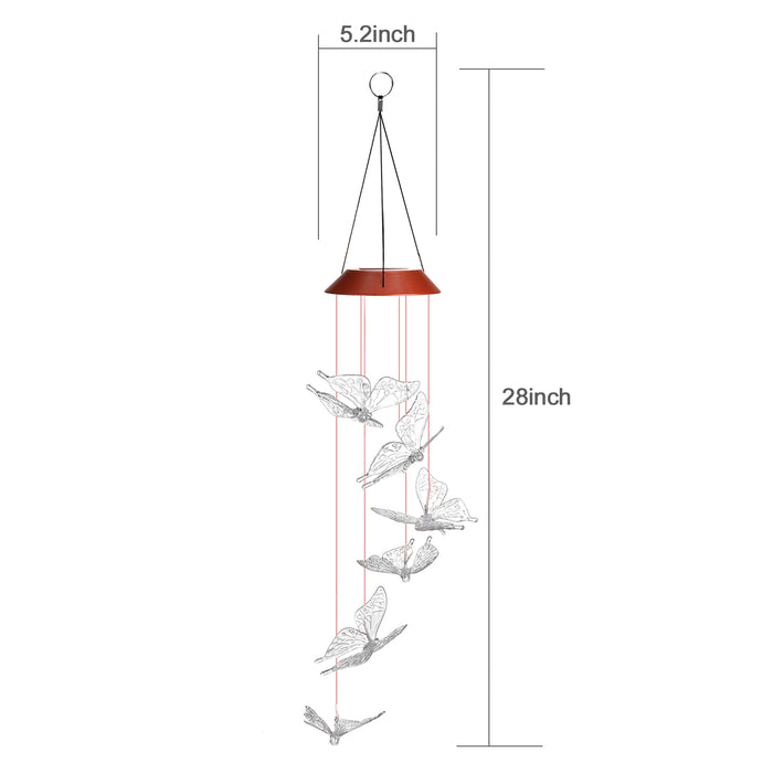 Windlights Solar Powered LED Butterfly Wind Chimes Hanging lamp Garden Home Decoration
