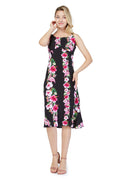 Women's Mermaid Ruffle Dress  Pink Black Hibiscus Vine