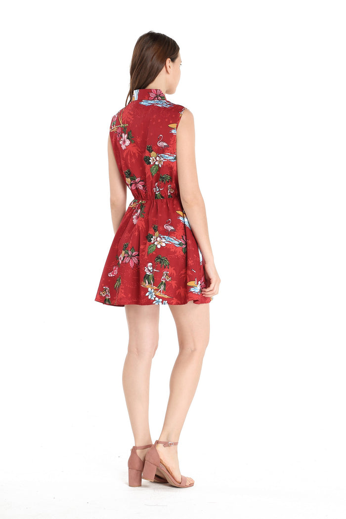 Women's Shirt Dress in Christmas Santa Red