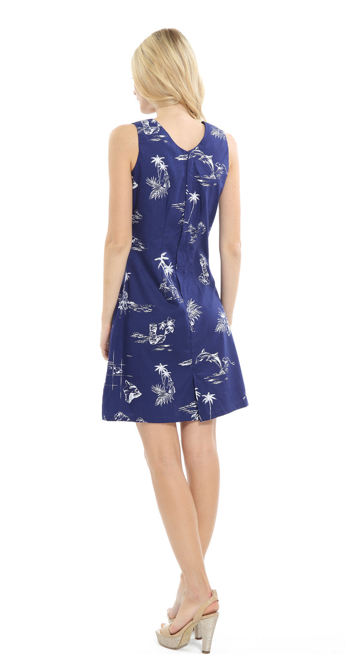 Women's Tank Fit Dress in Classic Map Navy